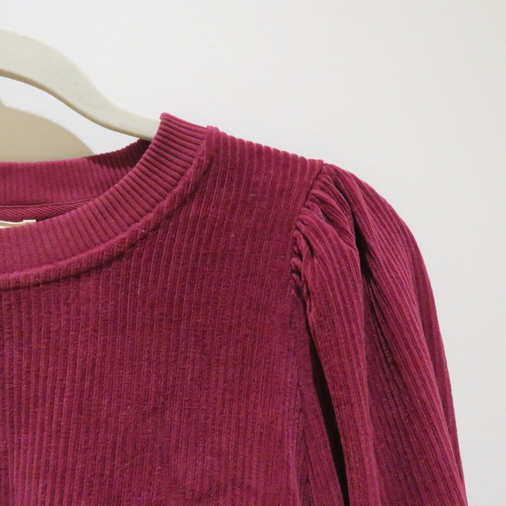 SEZANE Josie Sweatshirt Top Plum Corduroy Size Small Boho Romantic Cottage Trad - Picture 5 of 15